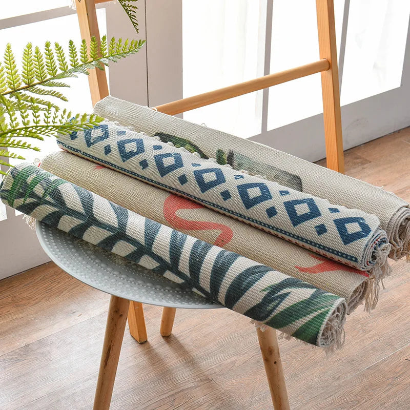 Sandy Desert Geometric Cotton Linen Rug