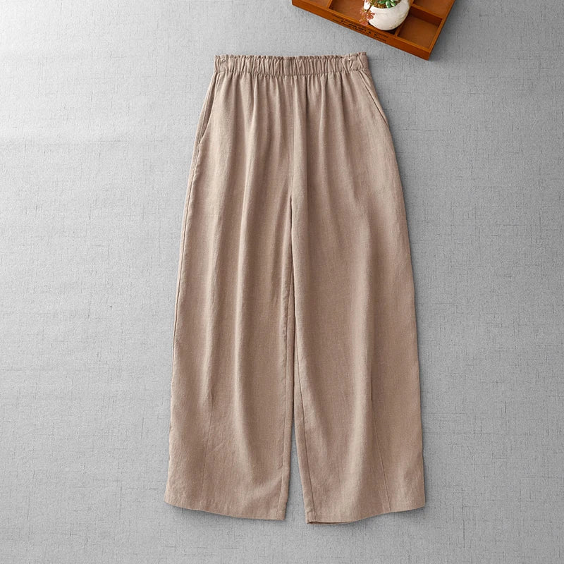 Toasted Orange Cotton Linen Womens Pants