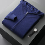 River Mist Blue Minimalist Cashmere Mens Hoodie and Pants Set