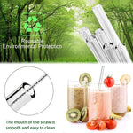 Azure Frost Reusable Heat-Resistant Borosilicate Glass Straws With Cleaning Pipes