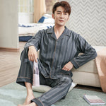 Azure Mist Stripes Mens Pajamas