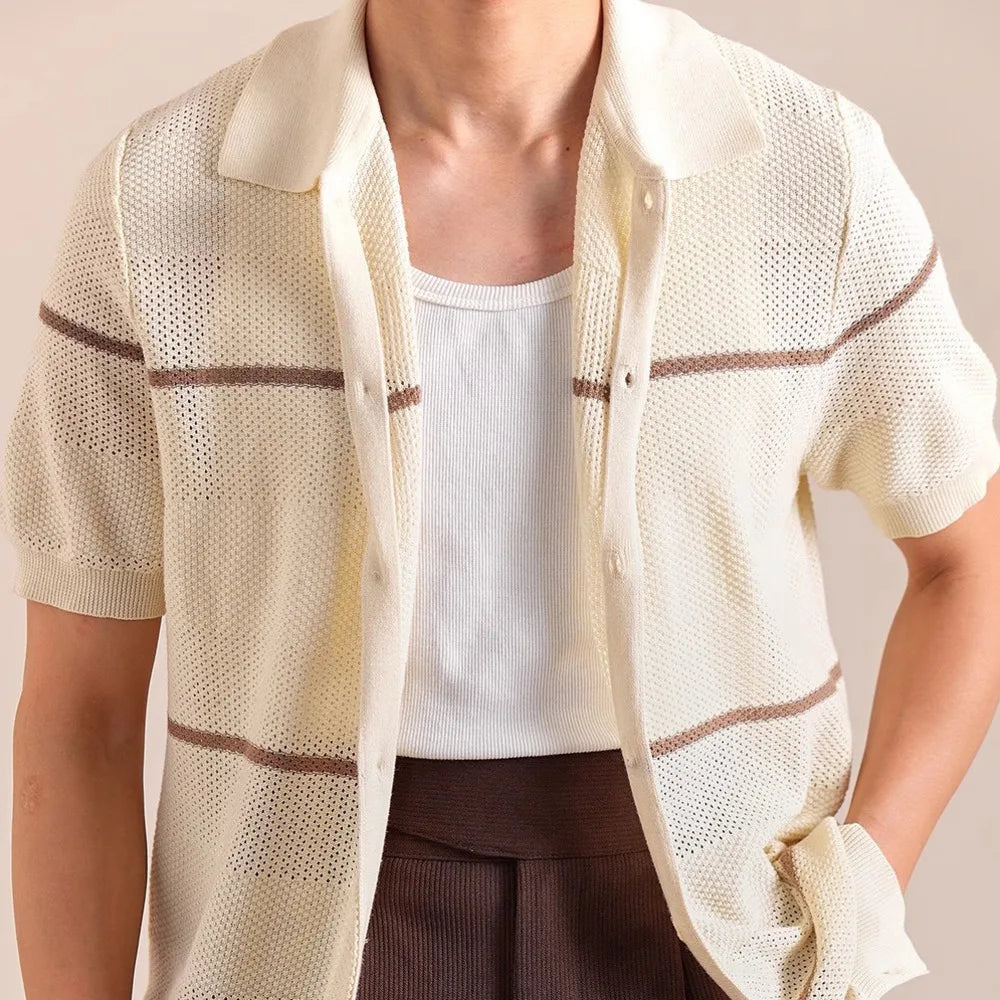 Sand Storm Cotton Linen Mens Cardigan