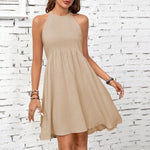 Natural Grain Sleeveless Halter 100% Cotton Womens Dress