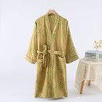 Golden Blossom Cotton Womens Robe