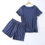 Lime Forest Solid Shorts Viscose Womens Pajama Set