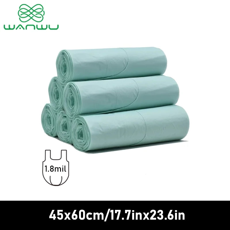 Azure Sky Blue Biodegradable Bags Vest Trash Bag 60 Count 25L