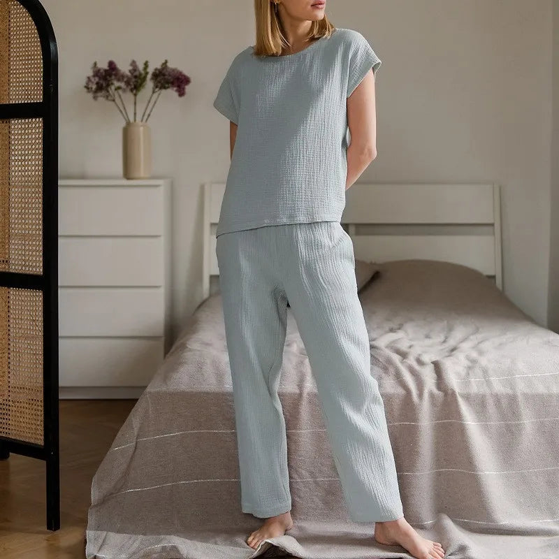 Mistwood Peach 100% Cotton Womens Pajamas Two-Piece Set