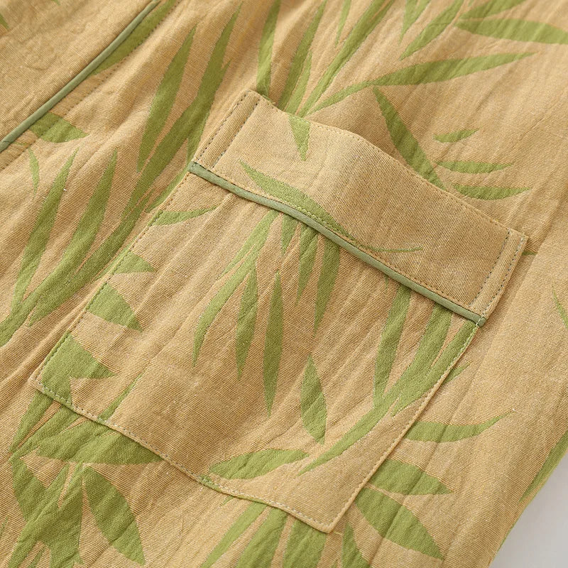 Golden Blossom Cotton Womens Robe