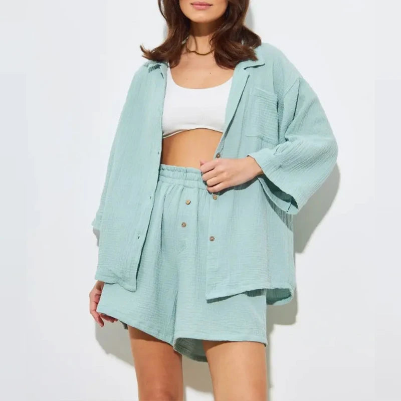 Ivory Dusk Desert Sand Womens Casual Cotton Set