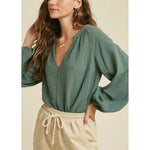 Sunlit Sand 100% Cotton Womens Casual Blouse