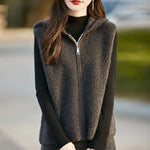 New 100% Australian wool vest solid color knitted women's cardigan sleeveless hooded sweater high-end coat women's wool vest
