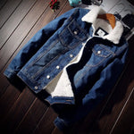 Winter Denim Fleece Cotton Mens Jacket