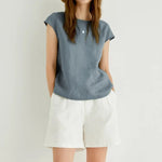 Sunset Prairie Dots Casual Top Linen Womens Top