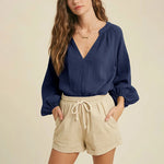 Sunlit Sand 100% Cotton Womens Casual Blouse