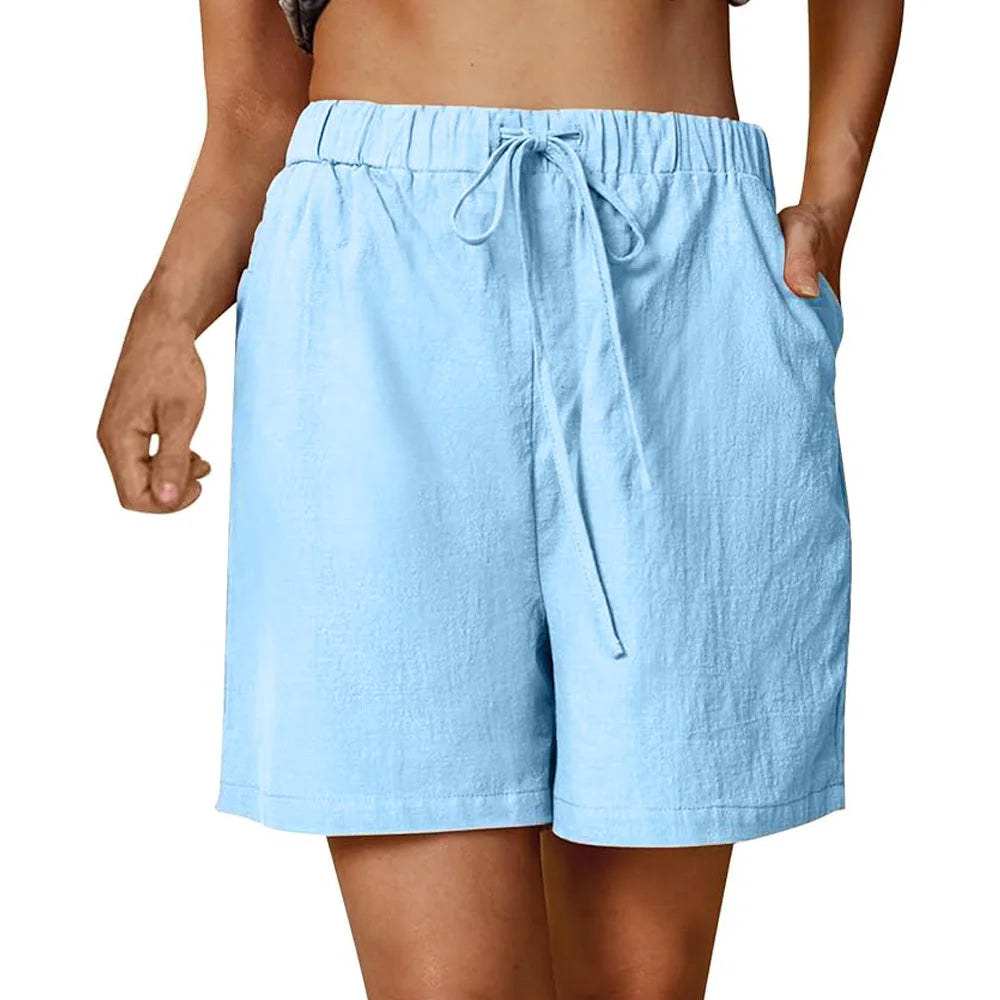 Leaf Sage Cotton Linen Womens Shorts