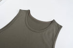 Olive Green Sleeveless Basic Cotton Mens Activewear Tank