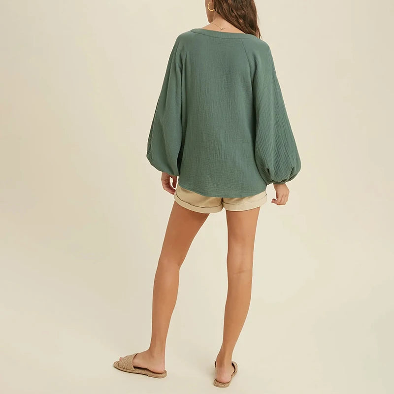 Sunlit Sand 100% Cotton Womens Casual Blouse