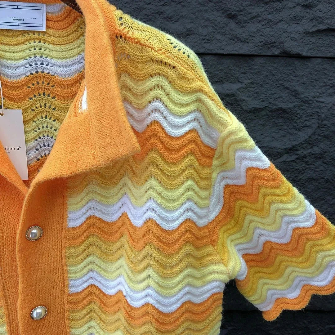 Summit Gold Stripes Lounge Cotton Mens Cardigan