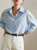 Sunlit Glacier Blue (Solid) Casual Shirts Cotton Womens Top