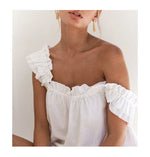Spring Bloom Ruffles 100% Cotton Womens Top