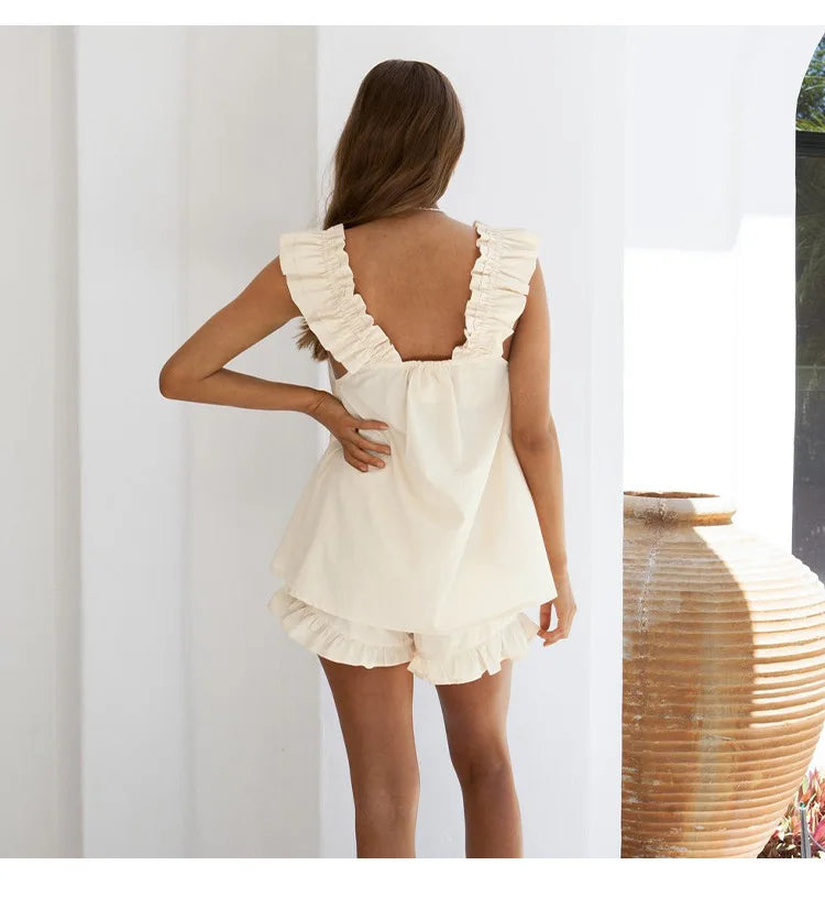 Spring Bloom Ruffles 100% Cotton Womens Top