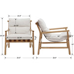 Rustic Twilight 2Pcs Mid Century Modern Linen Wood Chairs