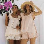 Spring Bloom Ruffles 100% Cotton Womens Top