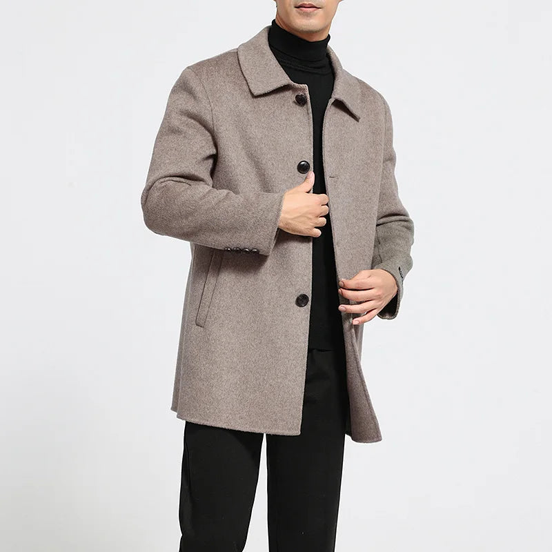 Frosty Timber Minimalist Wool Mens Coat