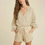 Sunlit Sand 100% Cotton Womens Casual Blouse