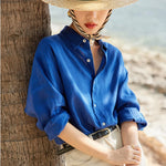 Sunlit Glacier Blue (Solid) Casual Shirts Cotton Womens Top