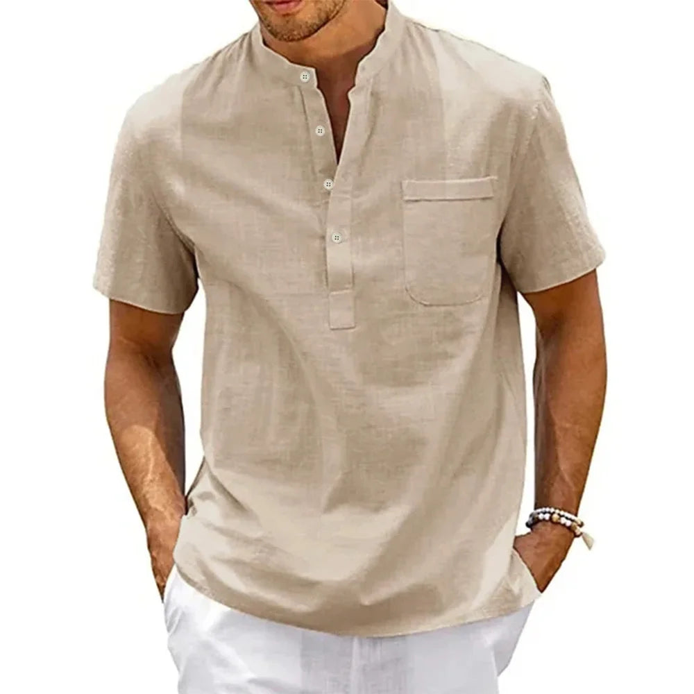 Midnight Soir Cotton Linen Mens Shirt