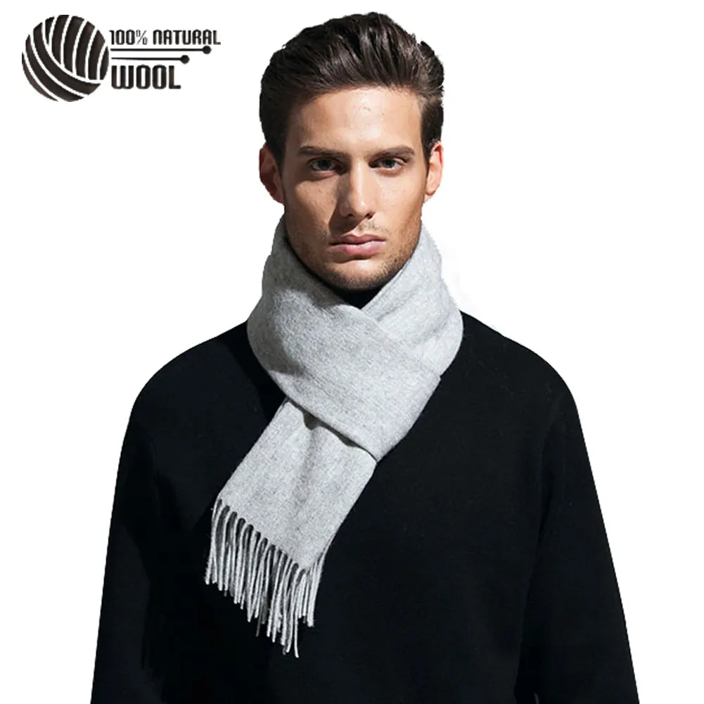 Silver Lining Solid 100% Wool Mens Scarf | Hypoallergenic - Allergy Friendly - Naturally Free