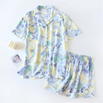 Summer Garden Viscose Womens Pajamas Shirt & Shorts Set | Hypoallergenic - Allergy Friendly - Naturally Free