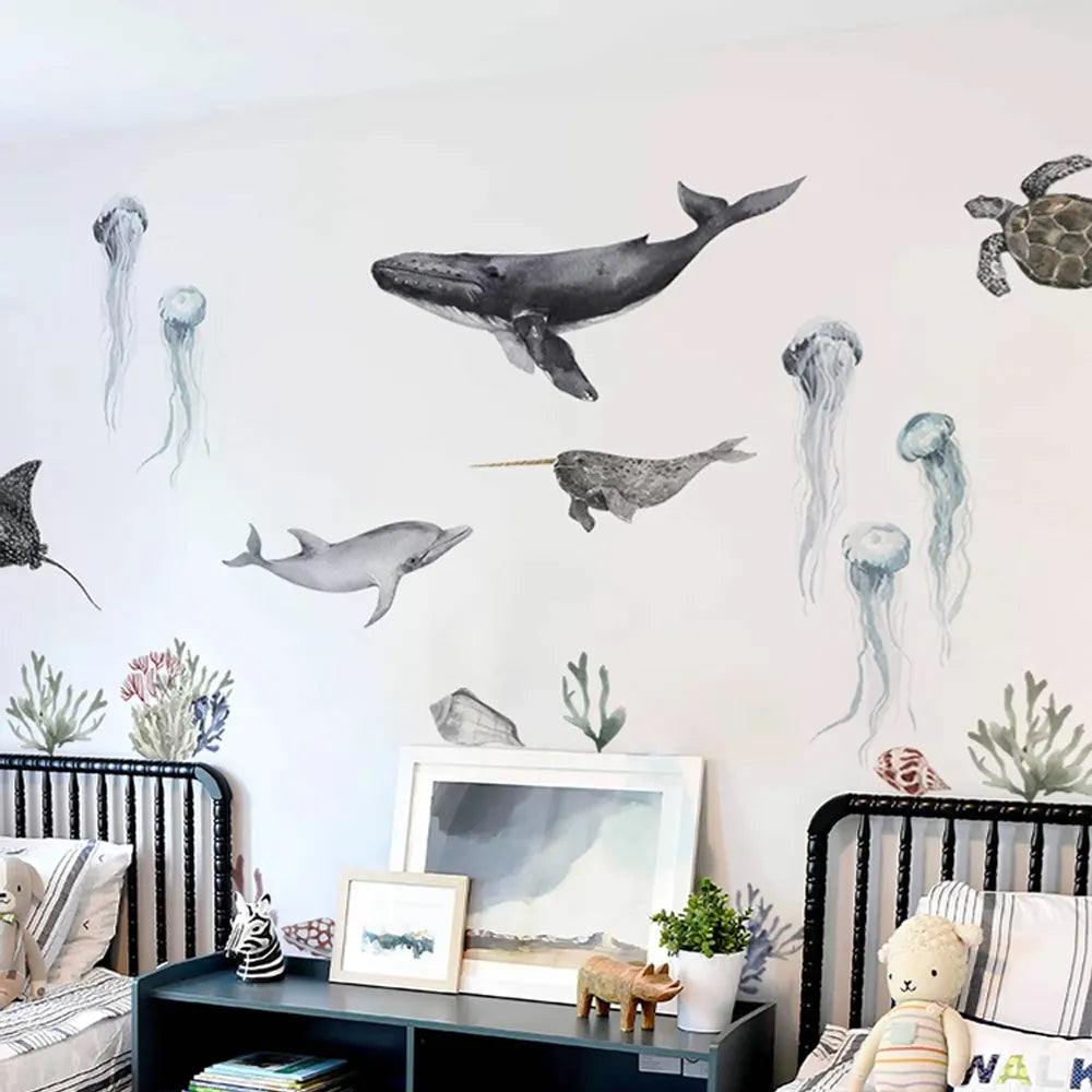 Underwater Animals DIY Vinyl Non-Toxic Decal Self Adhesive Wall Stickers | Hypoallergenic - Allergy Friendly - Naturally Free