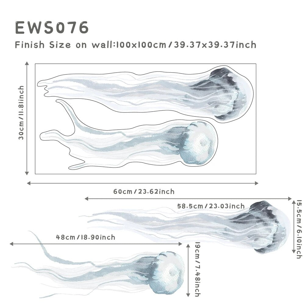 Underwater Animals DIY Vinyl Non-Toxic Decal Self Adhesive Wall Stickers | Hypoallergenic - Allergy Friendly - Naturally Free