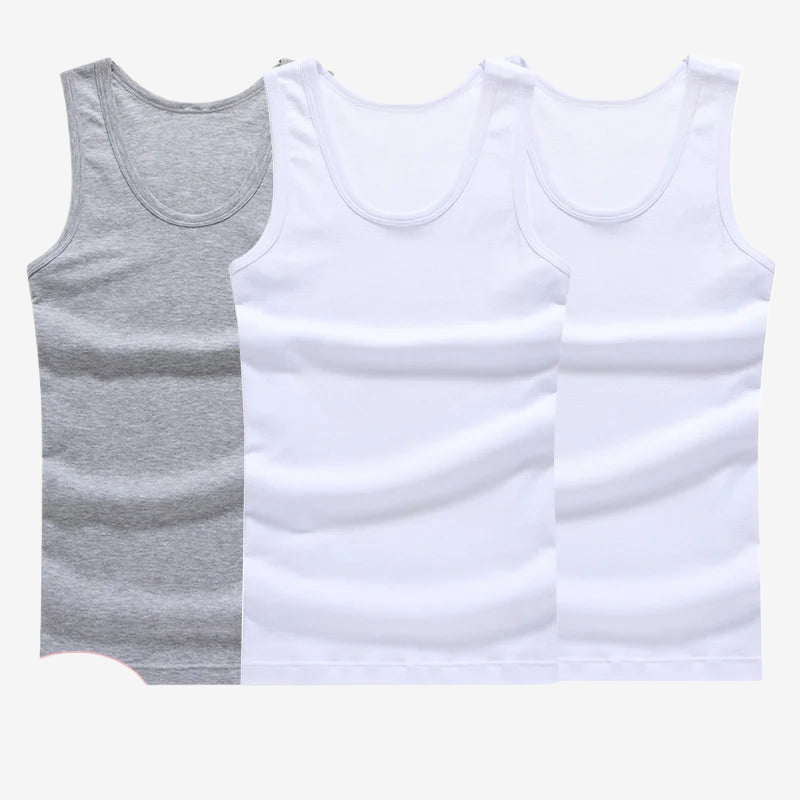 Mountain Mist Basic 3Pcs Sleeveless 100% Cotton Mens Tank