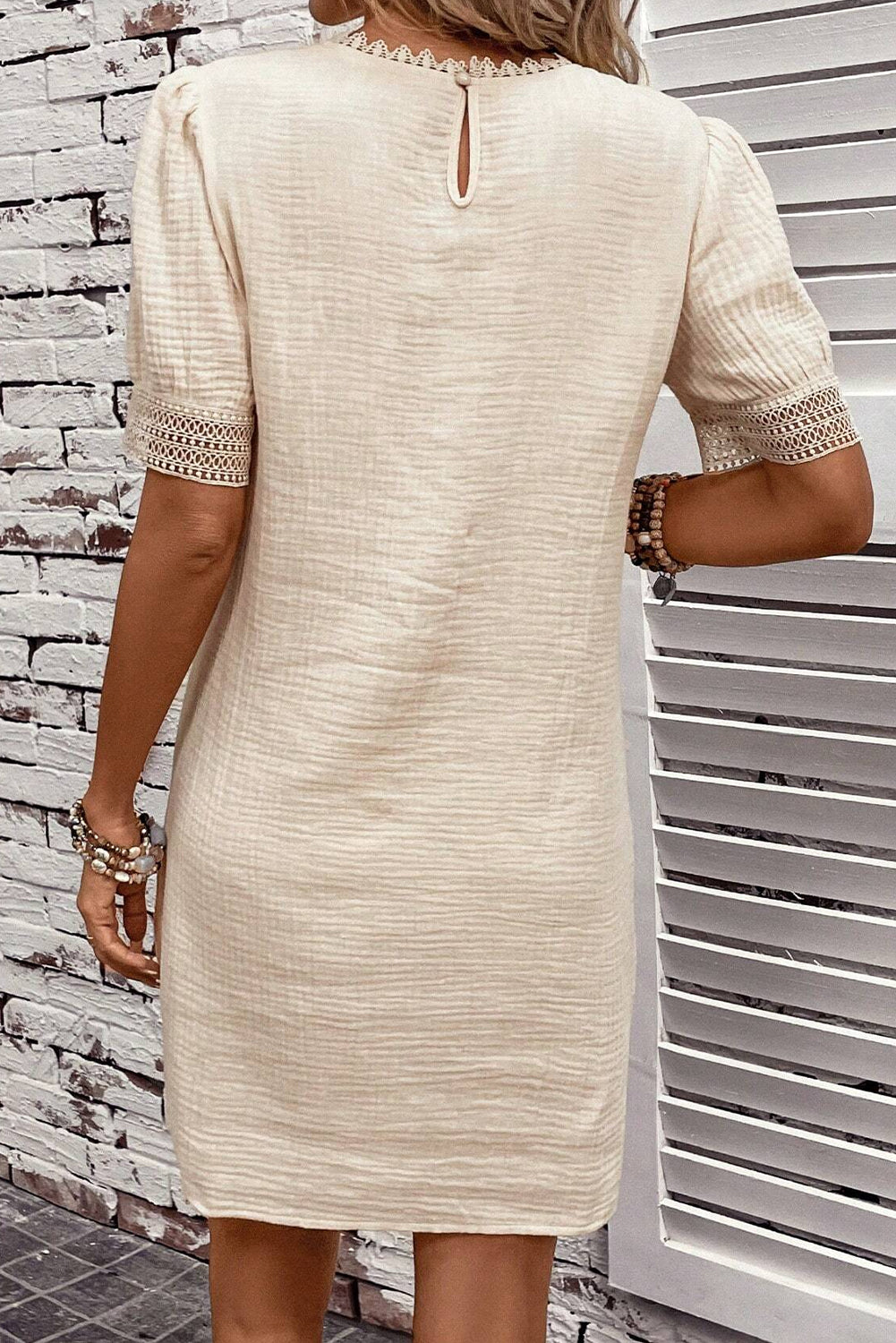 Golden Maple Beige 100 Percent Cotton Womens Mini Dress