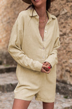 Toffee Gardenia Half Button Viscose Linen Womens Romper