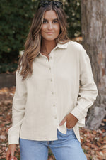 Wildflower Mist Crinkle Sleeve Oversized Cotton Womens Shirt