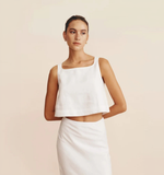 Natural Grain Square Neck Sleeveless 100% Linen Womens Crop Top