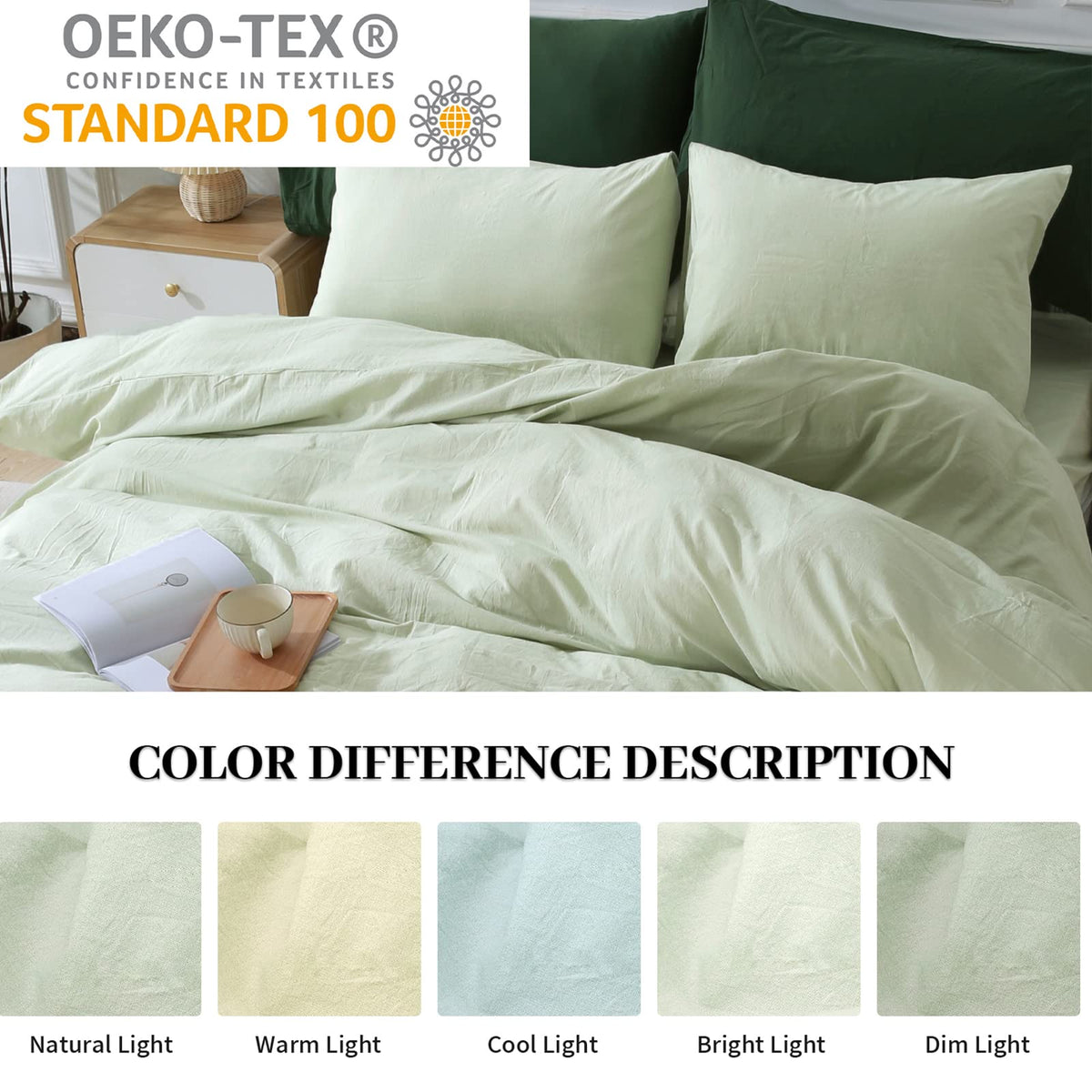 Pure Serenity Solid Organic Cotton Duvet Cover & Pillowcase Set